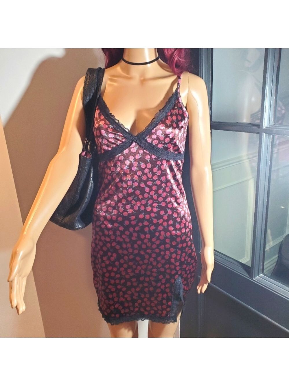 Garage Satin Flower Slip Dress